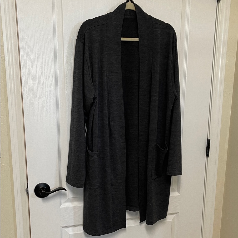 Women's Cold Weather Kinsley Heathered Dark Gray Open Front Sweater